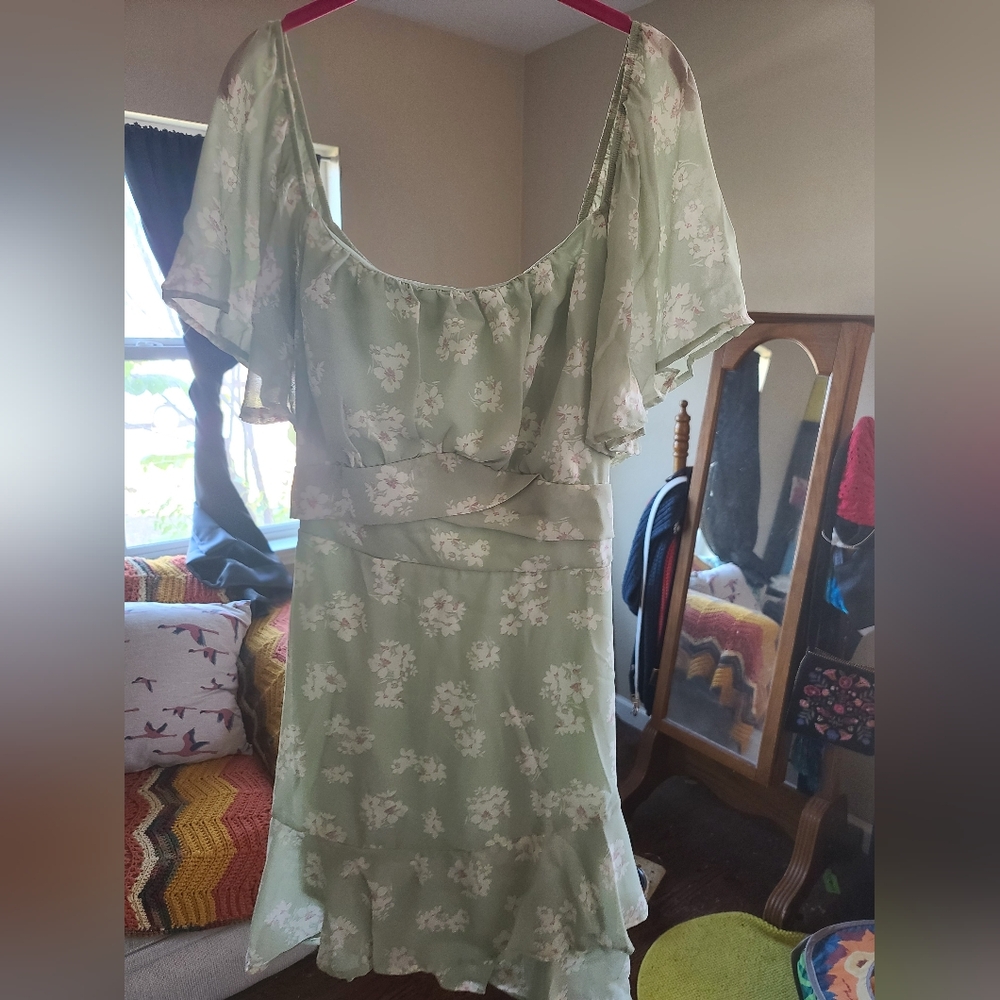 ARULA Mint Floral Mini Dress